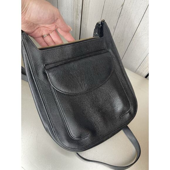 NORDSTROM Black Genuine Pebble Leather Handbag Crossbody Shoulder Bag - Picture 3 of 7